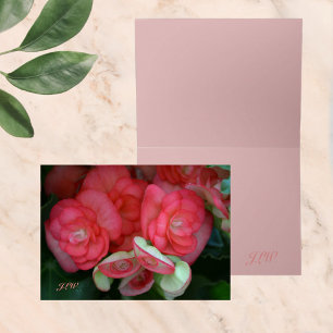 Tarjeta de nota de Begonia rosa brillante
