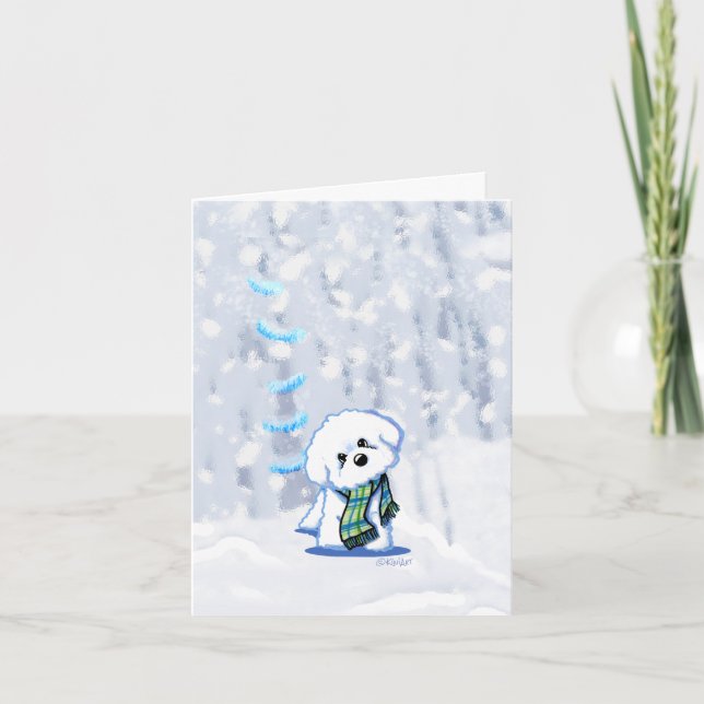 Tarjeta de nota de Bichon KiniArt Winter (Anverso)