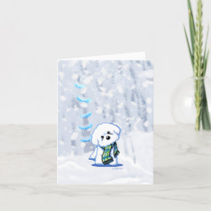 Tarjeta de nota de Bichon KiniArt Winter