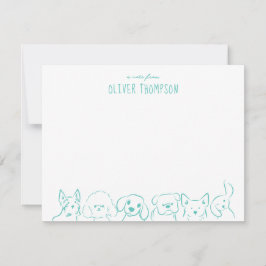 Tarjeta de nota de boceto de animal de perro lindo