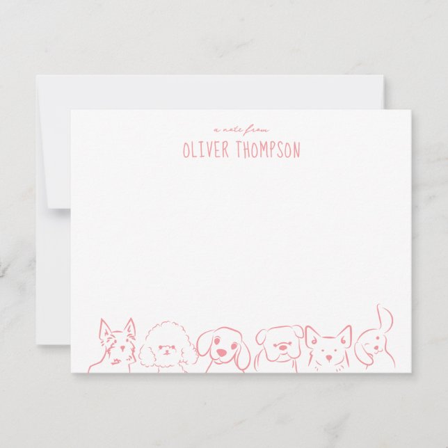 Tarjeta De Nota De Boceto De Animal De Perro Lindo (Anverso)