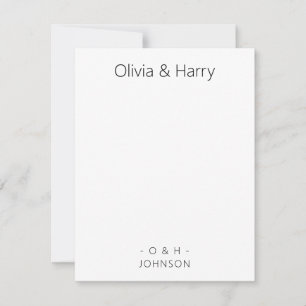 Tarjeta de nota de Boda blanco negro Minimalista m