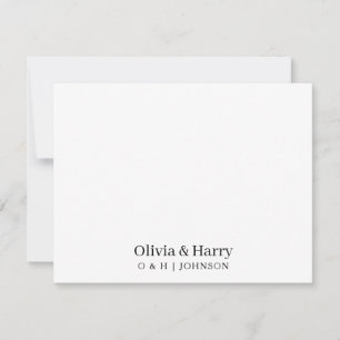 Tarjeta de nota de Boda blanco negro monograma min