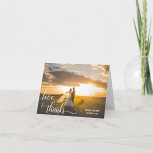 Tarjeta de nota de boda con guión LOVE & THANKS   