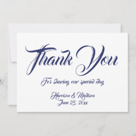 Tarjeta de nota de Boda de guiones azul marino