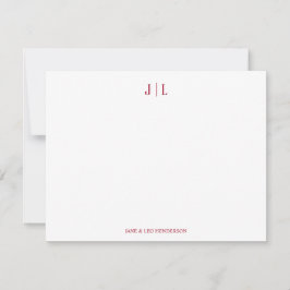 Tarjeta de nota de boda personalizada clásica roja