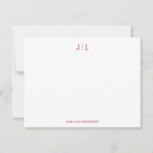 Tarjeta de nota de boda personalizada clásica roja