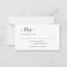 Tarjeta de nota de Boda RSVP simple Minimalista pa