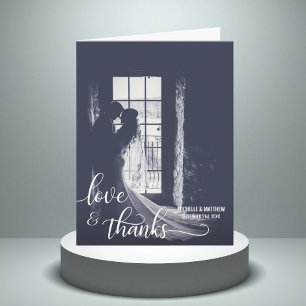 Tarjeta de nota de boda Script LOVE & THANKS   FOT