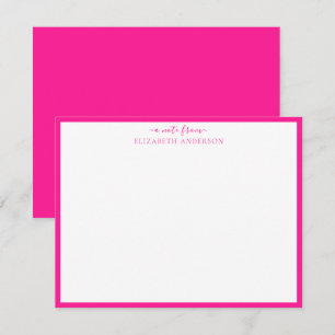 Tarjeta de nota de borde clásica rosa caliente