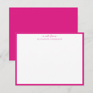 Tarjeta de nota de borde clásica rosa magenta