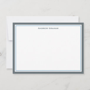 Tarjeta de nota de borde gris y azul claro para ca