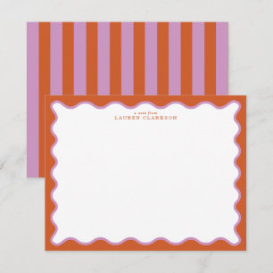 Tarjeta de nota de borde ondulado de naranja quema