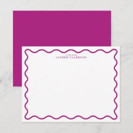 Tarjeta de nota de borde ondulado magenta moderno