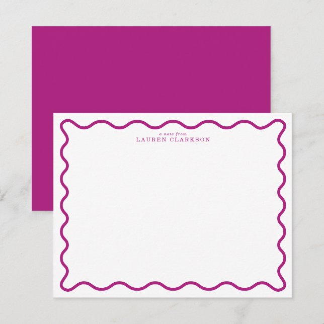 Tarjeta de nota de borde ondulado magenta moderno (Anverso / Reverso)
