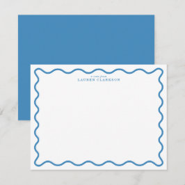 Tarjeta de nota de borde ondulado moderno azul cie