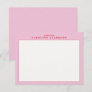 Tarjeta de nota de borde rosa y rojo
