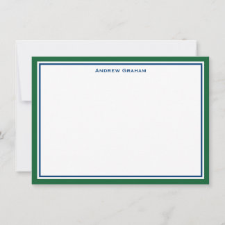 Tarjeta de nota de borde verde oscuro y naval