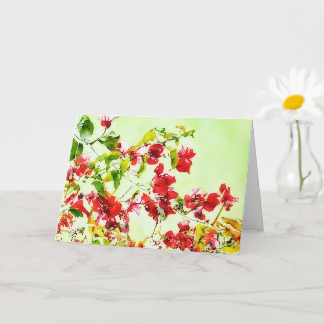 Tarjeta de nota de Bougainvillea Tropical Floral (Planta pequeña)
