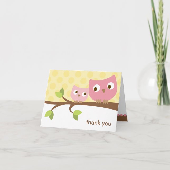 Tarjeta de nota de búho PInk (Anverso)