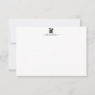 Tarjeta de nota de Bulldog de perro de época Perso