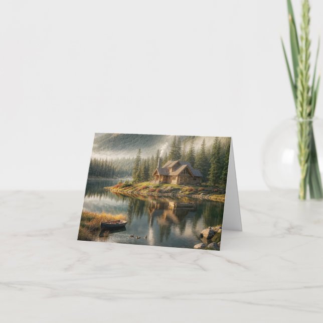 Tarjeta de Nota de Cabina de Lago de Montaña (Anverso)