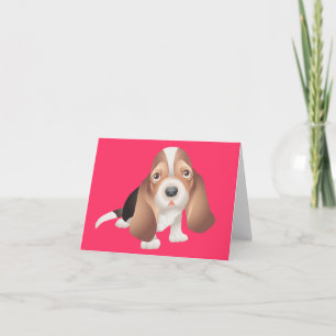 Tarjeta de nota de cachorro de Basset Hound