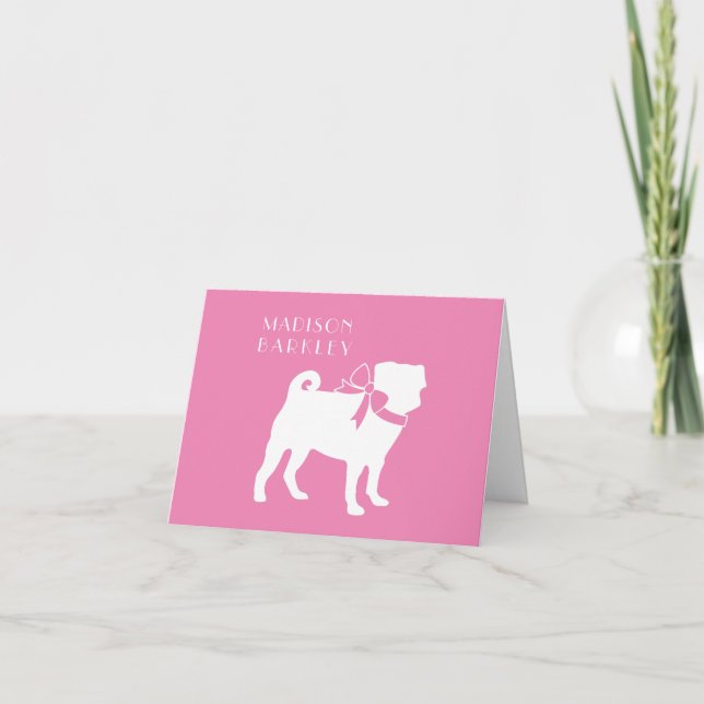 Tarjeta de nota de cachorro de perro de pug (Anverso)