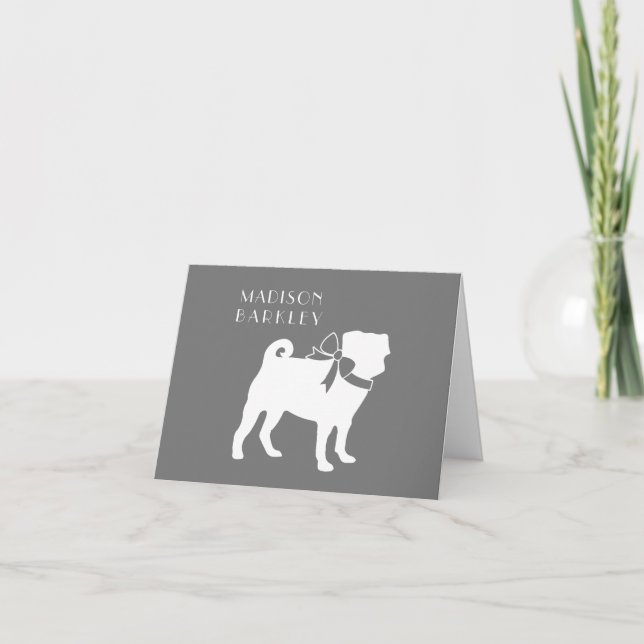 Tarjeta de nota de cachorro de perro Pug (Anverso)