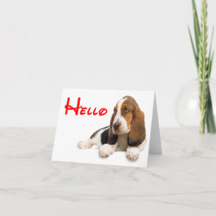 Tarjeta de nota de cachorro de perro sabueso basse