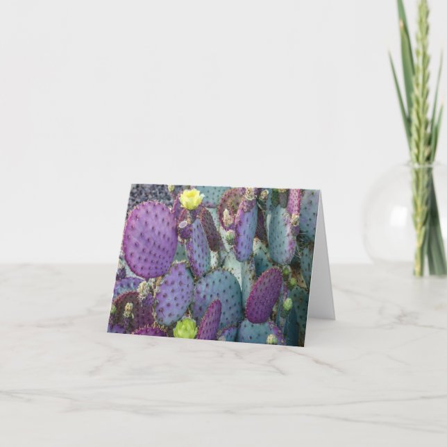 Tarjeta de nota de cactus de salvia morado con flo (Anverso)