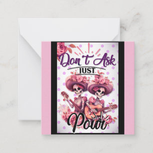 Tarjeta de nota de Calavera Azucarada Morada y Bon