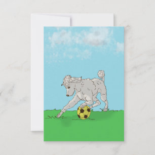 Tarjeta de nota de caniche blanco con acuarela y p