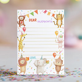 Tarjeta de nota de cápsula del tiempo de animales 