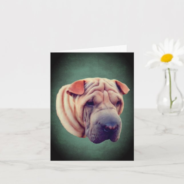 Tarjeta de nota de cara de perro Shar Pei (Planta pequeña)