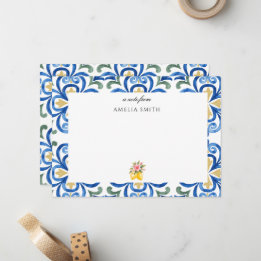 tarjeta de nota de cena italiana azul dolce vita