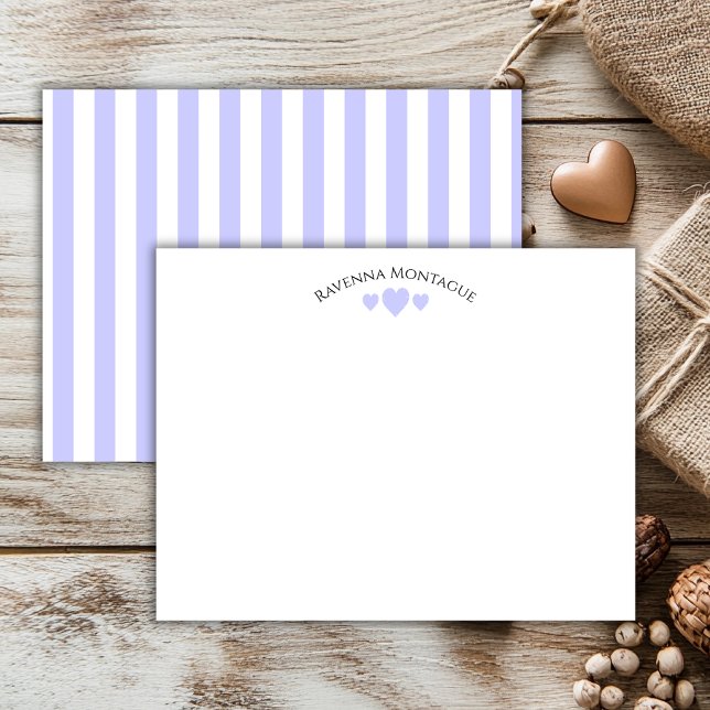Tarjeta de nota de Chic Periwinkle con corazones r (Subido por el creador)
