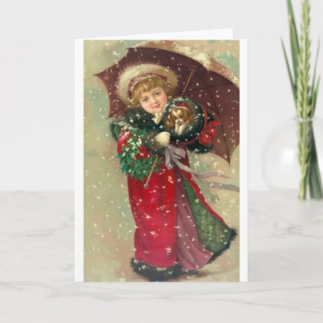Tarjeta de nota de Chica victoriano con Navidades  (Anverso)