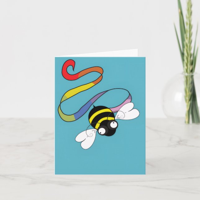 Tarjeta de nota de cinta arcoiris (interior en bla (Anverso)