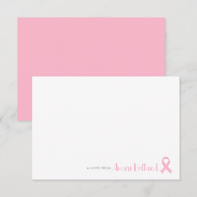 Tarjeta de nota de cinta rosa personalizada (Anverso / Reverso)