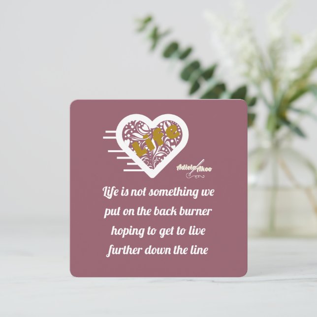 Tarjeta de nota de citas de vida del poeta Adiela  (Anverso de pie)