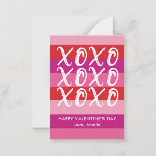 Tarjeta de nota de clase XOXO para San Valentín
