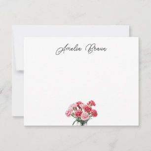 Tarjeta de nota de clavel personalizada  