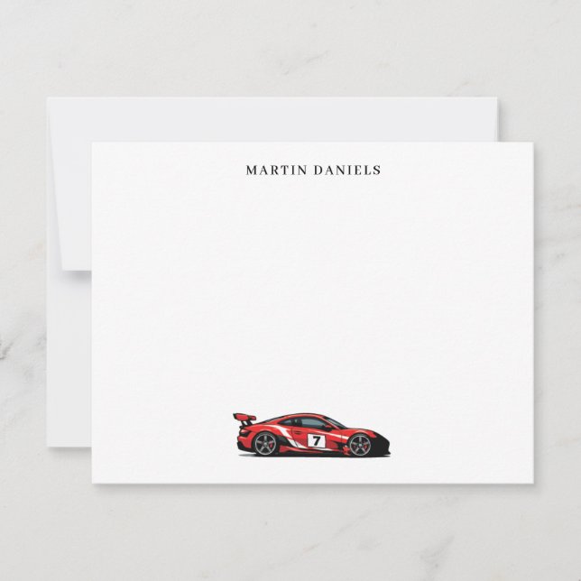 Tarjeta de nota de coche de carreras personalizada (Anverso)