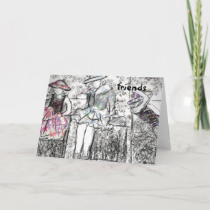 Tarjeta de nota de colección de dibujos de carbón 