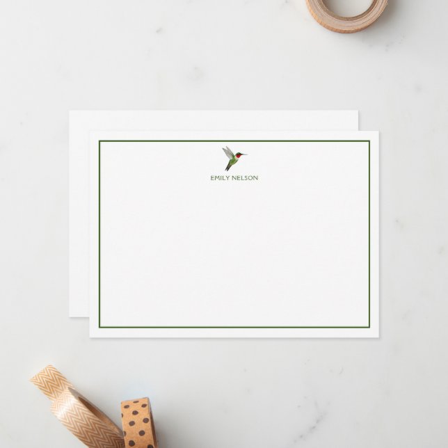 Tarjeta de nota de colibrí con paso de goma para p (Anverso/Reverso In Situ)