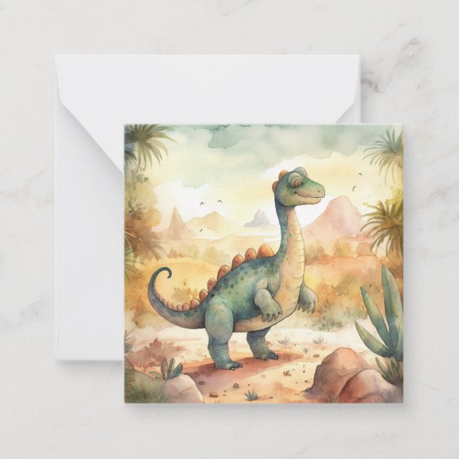Tarjeta de nota de color acuático de dinosaurio li (Anverso)