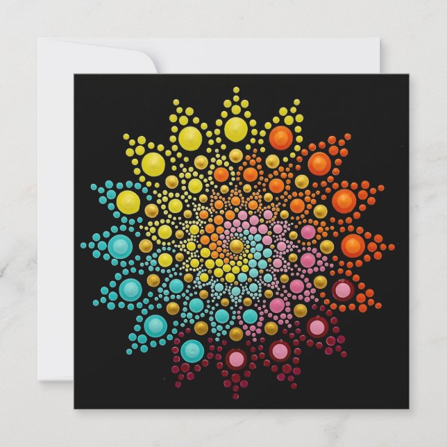 Tarjeta de nota de color arcoiris Mandala (Anverso)