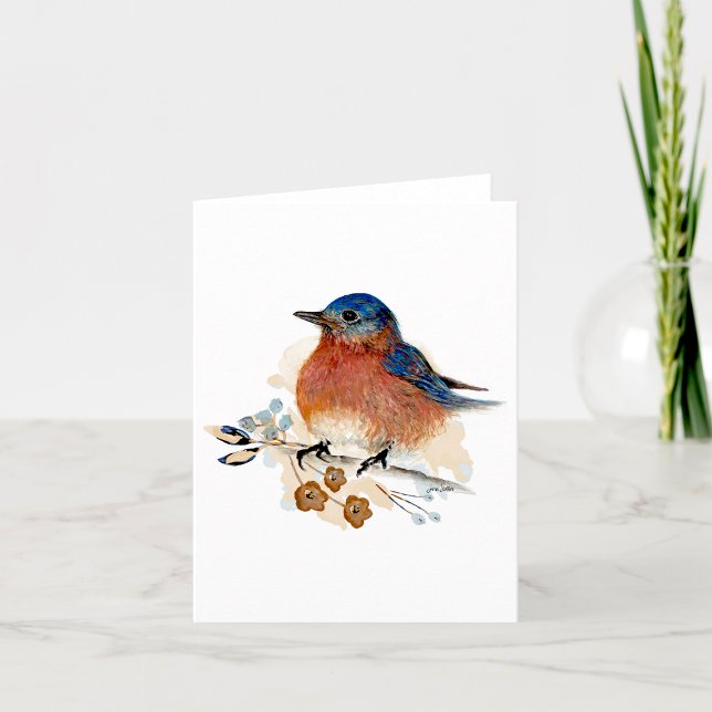Tarjeta de nota de color azul (Beautiful Bluebird Watercolor Note Card from Jenn Steffen Art)