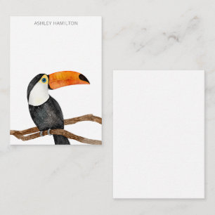 Tarjeta de nota de color de agua para aves tropica